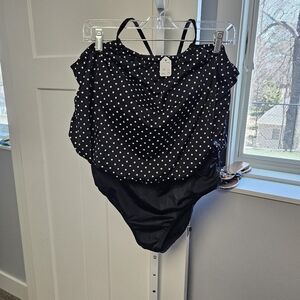 Swimwear polka dot black one piece size 16/18